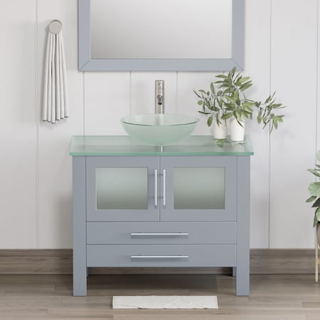 Cambridge Plumbing Complete 36" Gray Vanity Set with Brushed Nickel Plumbing 8111b-g-bn